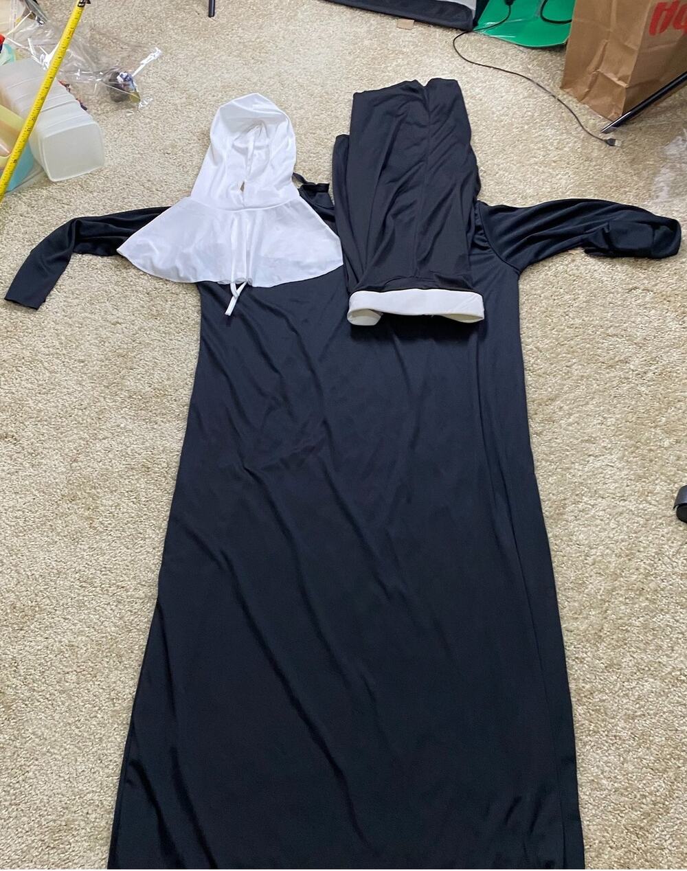 Rubies Nun Costume Adult Medium Black White Robe Headpiece Halloween 15882